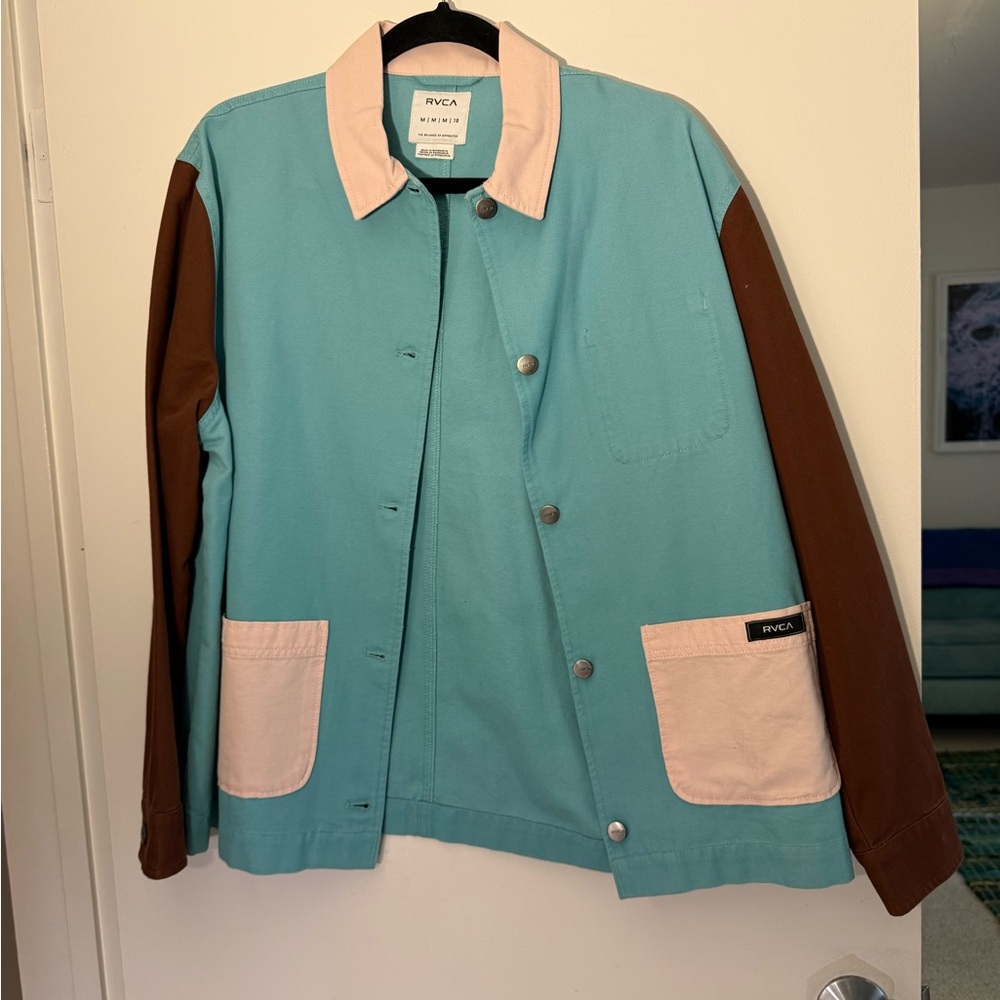 RVCA Women's Teal and Brown Varsity Jacket
